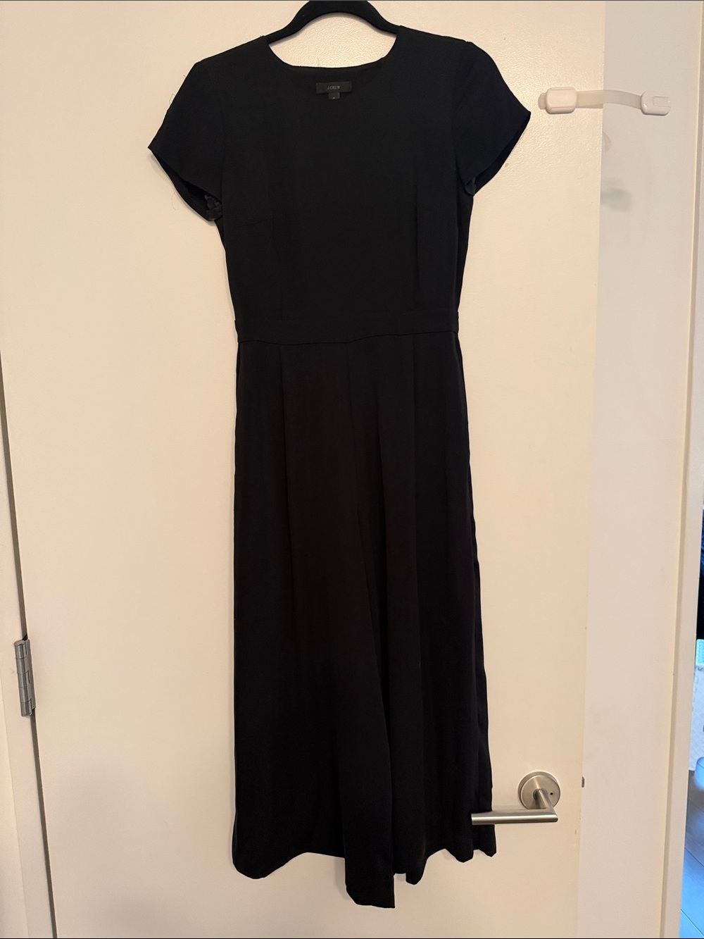 J. Crew Black Short-Sleeve Midi Dress